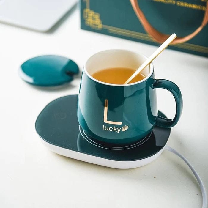 Ceramic Electric Heating Mug And Saucer