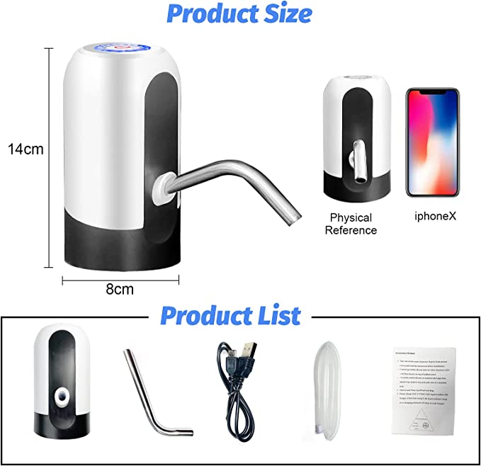 Water Bottle Pump, USB Charging Portable