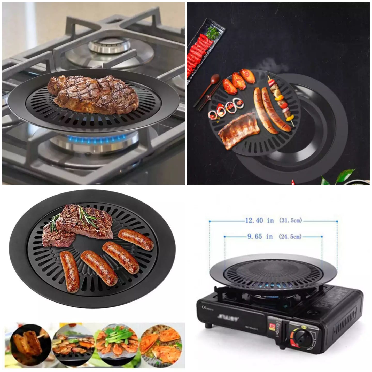 Premium Non-Stick Smoke-Free Stove Grill – 32cm Indoor BBQ Plate